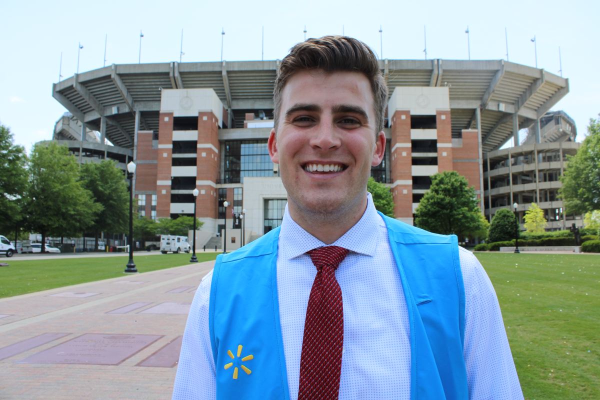 Jack Adams in Walmart merchandising vest